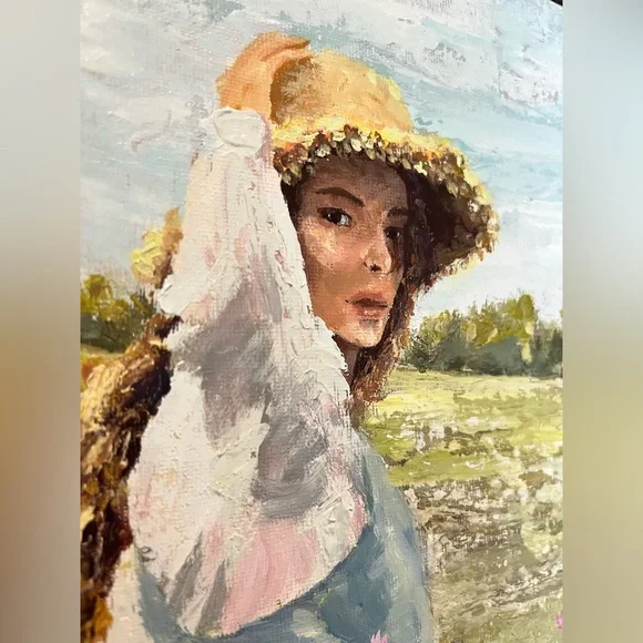 Green and Pink Impressionist Meadow Painting - Picture 5 of 7